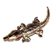 Load image into Gallery viewer, Jewelblings Antique Green Stone Deco Multi Color Crystal Rhinestone Big Crocodile Broaches Pins Monster Reptile Jewelry
