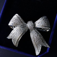 Load image into Gallery viewer, Jewelblings Shiny Full Micro Pave Clear CZ Victorian Ribbon Bow Brooch Antique Bowtie Pins Edwardian Jewelry for Women Suit Coat Scarf Shawl
