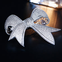 Load image into Gallery viewer, Jewelblings Shiny Full Micro Pave Clear CZ Victorian Ribbon Bow Brooch Antique Bowtie Pins Edwardian Jewelry for Women Suit Coat Scarf Shawl
