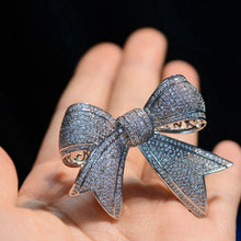 Load image into Gallery viewer, Jewelblings Shiny Full Micro Pave Clear CZ Victorian Ribbon Bow Brooch Antique Bowtie Pins Edwardian Jewelry for Women Suit Coat Scarf Shawl
