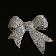 Load image into Gallery viewer, Jewelblings Shiny Full Micro Pave Clear CZ Victorian Ribbon Bow Brooch Antique Bowtie Pins Edwardian Jewelry for Women Suit Coat Scarf Shawl
