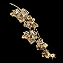 Load image into Gallery viewer, Jewelblings Charming Elegant Vine Plant Branch Yellow Flowers Brooch Gold Tone Micro Pave and Pear Shaped CZ Floral Vane Pin Bridal Jewelry
