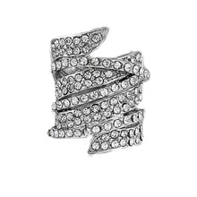 Load image into Gallery viewer, Delicate CZ Pave Set Wide Layer Leaves Stackable Ring Eternity Wrap for Women Fashion Costume Cocktail Dinner
