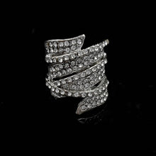Load image into Gallery viewer, Delicate CZ Pave Set Wide Layer Leaves Stackable Ring Eternity Wrap for Women Fashion Costume Cocktail Dinner
