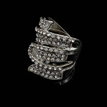 Load image into Gallery viewer, Delicate CZ Pave Set Wide Layer Leaves Stackable Ring Eternity Wrap for Women Fashion Costume Cocktail Dinner
