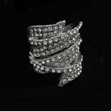 Load image into Gallery viewer, Delicate CZ Pave Set Wide Layer Leaves Stackable Ring Eternity Wrap for Women Fashion Costume Cocktail Dinner
