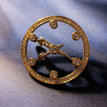 Load image into Gallery viewer, Jewelblings Delicate Rose Gold Plated Open Work Clear CZ Clock Face Brooch Pocket Watch Design Pin Cocktail Costume Holiday Festival Jewelry
