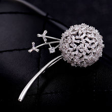 Load image into Gallery viewer, Jewelblings Delicate Silver Stem Zircon Dandelion Brooches Pins Anniversary Gift Jewelry for Mom Grandmother Wife Girlfriend Mother in Law
