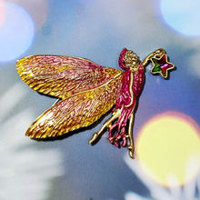 Load image into Gallery viewer, Jewelblings Delightful Gold Tone Pink Enamel Fairy Brooch with Star Vintage Birthday Church Formal Jewelry for Women Ladies Mother Grandmom
