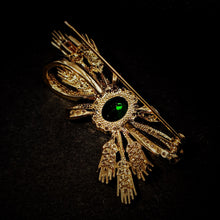 Load image into Gallery viewer, Jewelbings Designer Fashion Green Stone Centered Wheat Ears &amp; Ribbon Bow Brooch Pin Bowknot Jewelry for Garden Harvest Wedding Guest Party
