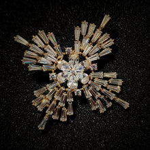 Load image into Gallery viewer, Jewelblings Designer Gold Tone Baguette Cut Clear CZ Cross Shaped Broaches Pins Church Mother&#39;s Day Christmas Anniversary Gift Accessory
