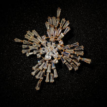 Load image into Gallery viewer, Jewelblings Designer Gold Tone Baguette Cut Clear CZ Cross Shaped Broaches Pins Church Mother&#39;s Day Christmas Anniversary Gift Accessory
