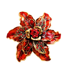 Load image into Gallery viewer, Jewelblings Fantastic Vintage Trio Tiered Red Enamel Poinsettia Flower Brooch Christmas Party Gift Jewelry for Clothes Sweater Jacket Dress
