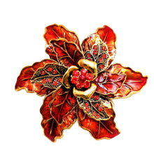 Load image into Gallery viewer, Jewelblings Fantastic Vintage Trio Tiered Red Enamel Poinsettia Flower Brooch Christmas Party Gift Jewelry for Clothes Sweater Jacket Dress

