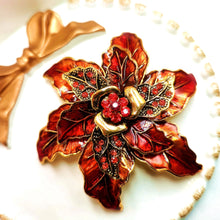 Load image into Gallery viewer, Jewelblings Fantastic Vintage Trio Tiered Red Enamel Poinsettia Flower Brooch Christmas Party Gift Jewelry for Clothes Sweater Jacket Dress
