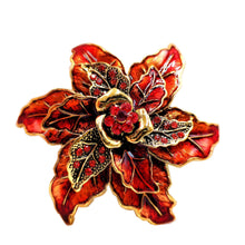 Load image into Gallery viewer, Jewelblings Fantastic Vintage Trio Tiered Red Enamel Poinsettia Flower Brooch Christmas Party Gift Jewelry for Clothes Sweater Jacket Dress
