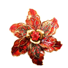 Load image into Gallery viewer, Jewelblings Fantastic Vintage Trio Tiered Red Enamel Poinsettia Flower Brooch Christmas Party Gift Jewelry for Clothes Sweater Jacket Dress
