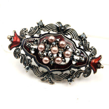 Load image into Gallery viewer, Jewelblings Edwardian Vintage Imitated Pearls Cluster Art Deco Ribbon Oval Brooch Enamel Pin Costume Jewelry for Hat Clothes Coats Sweater
