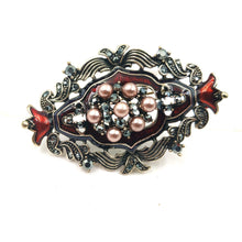 Load image into Gallery viewer, Jewelblings Edwardian Vintage Imitated Pearls Cluster Art Deco Ribbon Oval Brooch Enamel Pin Costume Jewelry for Hat Clothes Coats Sweater
