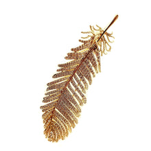 Load image into Gallery viewer, Jewelblings Fabulous Gold Tone Full Micro Pave CZ Fern Leaf Brooches and Pins Shiny Plant Jewelry for Hats Caps Scarf Shawl Business Suit
