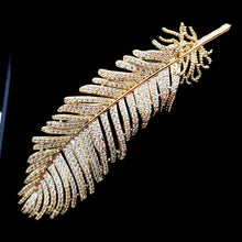 Load image into Gallery viewer, Jewelblings Fabulous Gold Tone Full Micro Pave CZ Fern Leaf Brooches and Pins Shiny Plant Jewelry for Hats Caps Scarf Shawl Business Suit
