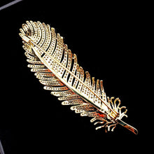 Load image into Gallery viewer, Jewelblings Fabulous Gold Tone Full Micro Pave CZ Fern Leaf Brooches and Pins Shiny Plant Jewelry for Hats Caps Scarf Shawl Business Suit
