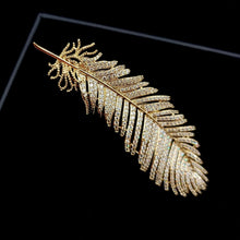 Load image into Gallery viewer, Jewelblings Fabulous Gold Tone Full Micro Pave CZ Fern Leaf Brooches and Pins Shiny Plant Jewelry for Hats Caps Scarf Shawl Business Suit
