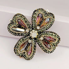 Load image into Gallery viewer, Jewelblings Fabulous Vintage Golden Chain Accent Purple 4 Petal Flower Broach Pin for Women Costume Suit Outfit Shawl Scarf CoatAccessory
