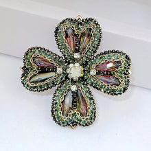 Load image into Gallery viewer, Jewelblings Fabulous Vintage Golden Chain Accent Purple 4 Petal Flower Broach Pin for Women Costume Suit Outfit Shawl Scarf CoatAccessory
