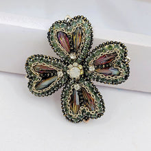 Load image into Gallery viewer, Jewelblings Fabulous Vintage Golden Chain Accent Purple 4 Petal Flower Broach Pin for Women Costume Suit Outfit Shawl Scarf CoatAccessory
