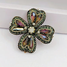 Load image into Gallery viewer, Jewelblings Fabulous Vintage Golden Chain Accent Purple 4 Petal Flower Broach Pin for Women Costume Suit Outfit Shawl Scarf CoatAccessory
