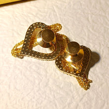 Load image into Gallery viewer, Fancy Design Two Sweet  Heart Link Gold Chain Tassel Lapel Pin
