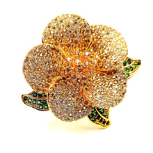 Load image into Gallery viewer, Jewelblings Fantastic Full Pave CZ Yellow Golden Camellia Broach Pin Teacher Gift Easter Christmas Church Gala Graduation Valentine Jewelry
