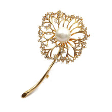 Load image into Gallery viewer, Jewelblings Gorgeous Gold Tone Mother of Pearl &amp; Zircon Accent Dandelion Brooches Pins Make a Wish Floral Spring Teacher Mother Gift Jewelry
