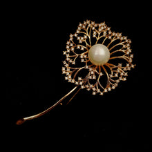 Load image into Gallery viewer, Jewelblings Gorgeous Gold Tone Mother of Pearl &amp; Zircon Accent Dandelion Brooches Pins Make a Wish Floral Spring Teacher Mother Gift Jewelry
