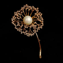 Load image into Gallery viewer, Jewelblings Gorgeous Gold Tone Mother of Pearl &amp; Zircon Accent Dandelion Brooches Pins Make a Wish Floral Spring Teacher Mother Gift Jewelry
