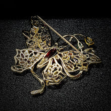 Load image into Gallery viewer, Jewelblings Gorgeous Gold Tone Multi Colored Stones Accent Curled Long-tailed Butterfly Brooch Pin Swallowtail Mother Grandmom GiftJewelry
