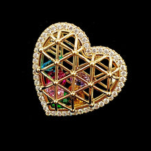 Load image into Gallery viewer, Jewelblings Gorgeous Golden Metallic Woven Hollow Heart Shaped Cage with Shaked Colored Stones Romance Valentine’s Day Dinner Gift Jewelry
