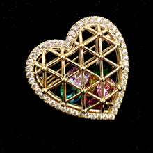 Load image into Gallery viewer, Jewelblings Gorgeous Golden Metallic Woven Hollow Heart Shaped Cage with Shaked Colored Stones Romance Valentine’s Day Dinner Gift Jewelry
