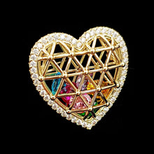 Load image into Gallery viewer, Jewelblings Gorgeous Golden Metallic Woven Hollow Heart Shaped Cage with Shaked Colored Stones Romance Valentine’s Day Dinner Gift Jewelry

