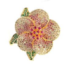 Load image into Gallery viewer, Gorgeous Goldtone Blossom Pink Camellia Flower Brooch Pin Wedding Party Anniversary Mother Day Birthday Gift Occasion Accessory
