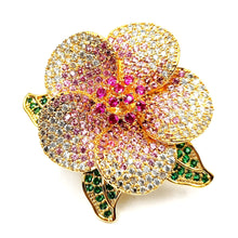 Load image into Gallery viewer, Gorgeous Goldtone Blossom Pink Camellia Flower Brooch Pin Wedding Party Anniversary Mother Day Birthday Gift Occasion Accessory
