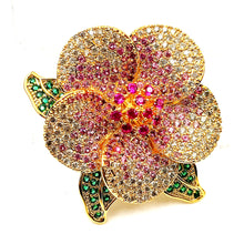 Load image into Gallery viewer, Gorgeous Goldtone Blossom Pink Camellia Flower Brooch Pin Wedding Party Anniversary Mother Day Birthday Gift Occasion Accessory
