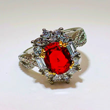 Load image into Gallery viewer, Jewelblings Gorgeous Marquise and Baguette Shaped Stone Accent Red Oval Adjustable Rings for Women Fashion Pageant Bridesmaids Parties Prom
