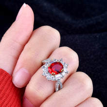 Load image into Gallery viewer, Jewelblings Gorgeous Marquise and Baguette Shaped Stone Accent Red Oval Adjustable Rings for Women Fashion Pageant Bridesmaids Parties Prom
