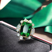Load image into Gallery viewer, Jewelblings Gorgeous Star Accent Green Rectangle Stone Art Deco Pin Collar Accessory for Women Party Gala Prom Evenining Dinner Dress Gown
