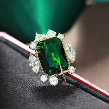 Load image into Gallery viewer, Jewelblings Gorgeous Star Accent Green Rectangle Stone Art Deco Pin Collar Accessory for Women Party Gala Prom Evenining Dinner Dress Gown
