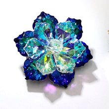 Load image into Gallery viewer, Jewelblings Gorgeous Two-Tiered Green Rainbow AB Colored Vitrail Crystal Flower Brooches Columbine Floral Pins for DIY Project Event Decor
