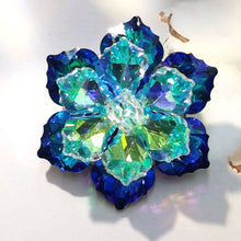 Load image into Gallery viewer, Jewelblings Gorgeous Two-Tiered Green Rainbow AB Colored Vitrail Crystal Flower Brooches Columbine Floral Pins for DIY Project Event Decor
