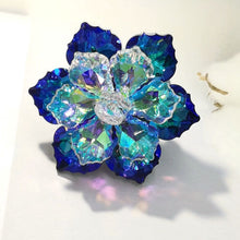 Load image into Gallery viewer, Jewelblings Gorgeous Two-Tiered Green Rainbow AB Colored Vitrail Crystal Flower Brooches Columbine Floral Pins for DIY Project Event Decor
